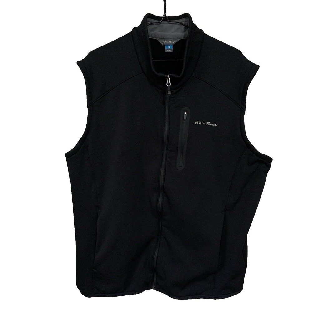 Eddie Bauer First Ascent Black Full Zip Fleece Vest Men's XL Outdoors Adventure